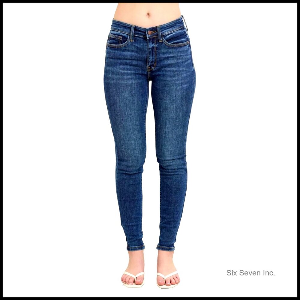 Mid Rise Skinny Jeans Classic Everyday Stretch Comfort Fit Denim